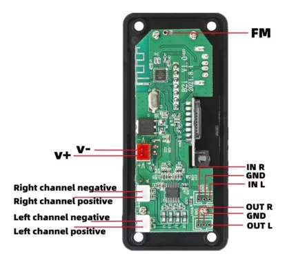 Modulo Bluetooth 5.0 Ampificado Aux Mp3 Usb Fm Con Control 12v 2 X 25w - Image 2