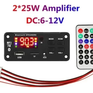 Modulo Bluetooth 5.0 Ampificado Aux Mp3 Usb Fm Con Control 12v 2 X 25w