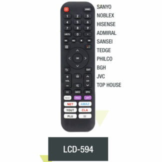 Control Remoto Smart 594 - Sanyo Noblex Hisense Admiral Sansei Tedge Philco BGH JVC Ashima - Top House